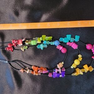 Red and Pink Cube Bead Necklace with Flexible Design